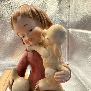 Charming Figurine with Child and Lamb